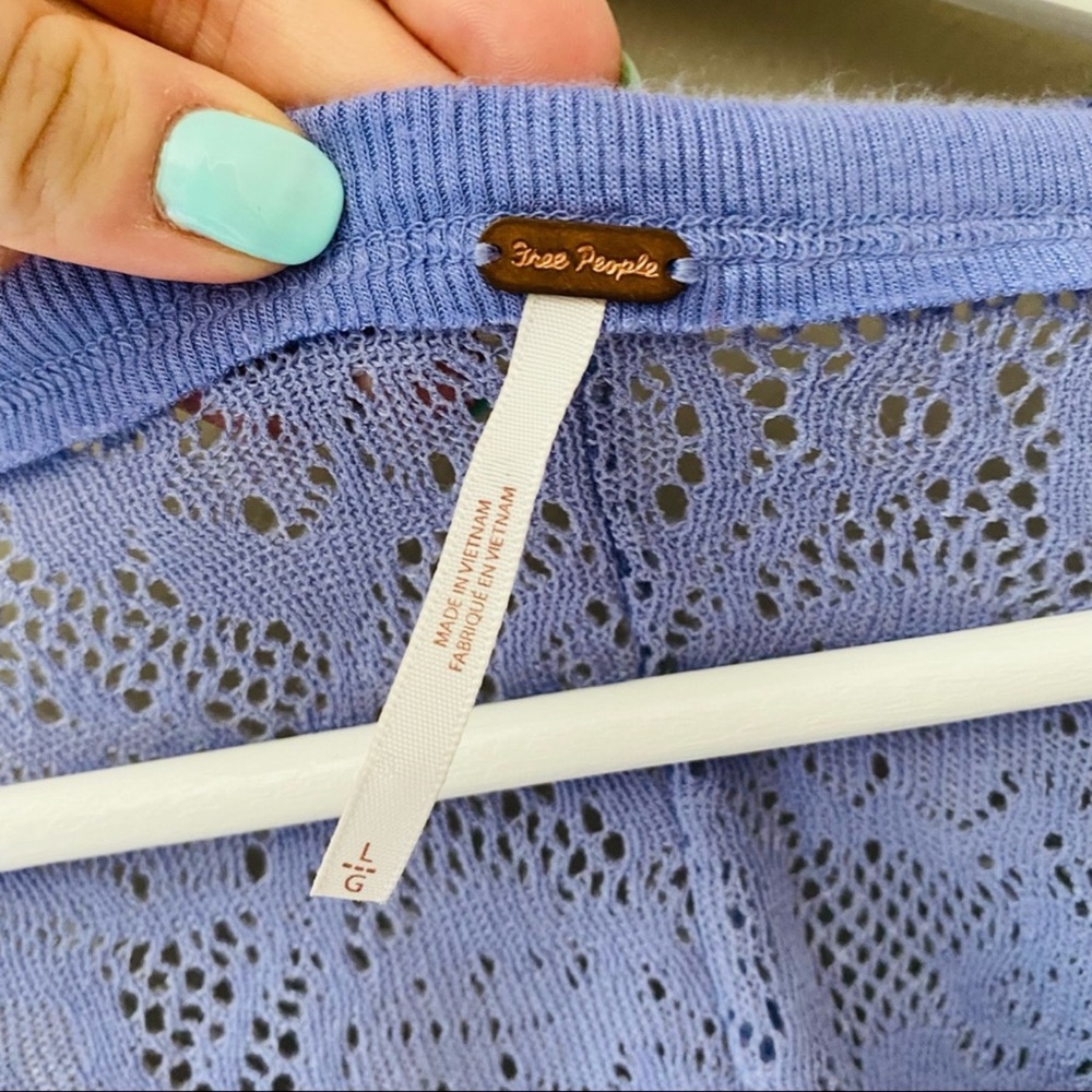 Free People Not Cold in This Lace Long Sleeve Top Purple Sz Large - Picture 5 of 10